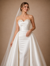 ChicSew Unique Sweetheart Beading Ruching Satin Mermaid Wedding Dresses With Overskirt