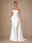 ChicSew Elegant Off the Shoulder Sleeveless Satin Mermaid Long Wedding Dresses With Beading