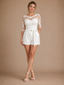 ChicSew Morden Bateau Neck Lace Applique Half Sleeves Satin Short Wedding Jumpsuit