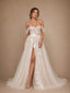 ChicSew Beautiful Off The Shoulder Lace Appliques Tulle A-Line Long Wedding Dress With Side Slit