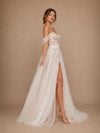 ChicSew Beautiful Off The Shoulder Lace Appliques Tulle A-Line Long Wedding Dress With Side Slit