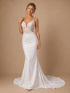 ChicSew Unique Spaghetti Straps V-Neck Lace Satin Mermaid Wedding Dresses