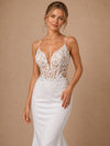 ChicSew Unique Spaghetti Straps V-Neck Lace Satin Mermaid Wedding Dresses