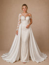 ChicSew Gorgeous Illusion Beading Satin Mermaid Wedding Dresses With Lace Appliques