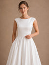 ChicSew Classy Bateau Satin A-Line Sleeveless Floor-Length Wedding Dresses Online