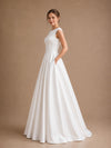 ChicSew Classy Bateau Satin A-Line Sleeveless Floor-Length Wedding Dresses Online