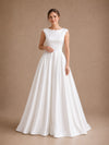 ChicSew Classy Bateau Satin A-Line Sleeveless Floor-Length Wedding Dresses Online