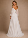 ChicSew Elegant V-Neck 3/4 Sleeves A-Line Pleasts Chiffon Floor-Length Wedding Dress