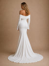 ChicSew Fancy 3/4 Sleeves Off The Shoulder Crepe Mermaid Long Wedding Dress