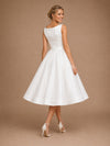 ChicSew Classy Bateau Satin A-Line Sleeveless Knee-Length Wedding Dresses Online