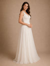 ChicSew Elegant Spaghetti Straps V-Neck A-Line Lace Tulle Long Wedding Dresses