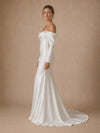 ChicSew Elegant Strapless 3/4 Sleeves Satin Mermaid Long Wedding Dresses With Beading