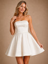 ChicSew Classy Strapless Satin A-Line Mini-Length Wedding Dresses