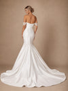 ChicSew Unique Off Shoulder Beading Ruching Satin Mermaid Wedding Dresses