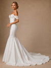 ChicSew Unique Off Shoulder Beading Ruching Satin Mermaid Wedding Dresses