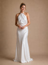 ChicSew Elegant Halter Straps Sleeveless Satin Mermaid Long Wedding Dresses