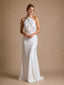 ChicSew Elegant Halter Straps Sleeveless Satin Mermaid Long Wedding Dresses