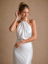 ChicSew Elegant Halter Straps Sleeveless Satin Mermaid Long Wedding Dresses