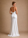 ChicSew Elegant Halter Straps Sleeveless Satin Mermaid Long Wedding Dresses