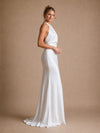 ChicSew Elegant Halter Straps Sleeveless Satin Mermaid Long Wedding Dresses