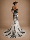 ChicSew Unique Off Shoulder Lace Appliques Tulle Mermaid Floor-Length Wedding Dress Wth Train