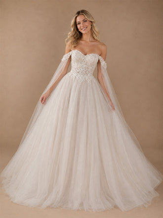 ChicSew Beautiful Off The Shoulder Lace Tulle A-Line Floor-Length Wedding Dresses