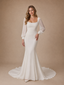 ChicSew Elegant Chiffon Mermaid Long Tulle Sleeves Square Neck Maxi Wedding Dresses