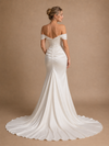 ChicSew Sexy Off The Shoulder Mermaid Side Slit Ruched Satin Long Wedding Dresses