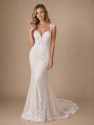 ChicSew Sexy V-Neck Mermaid Lace Tulle Sleeveless Maxi Wedding Dress With Train