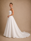 ChicSew Elegant Strapless Satin A-Line Floor-Length Wedding Dresses With Long Train