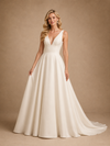 ChicSew Sexy V-Neck A-Line Sleeveless Satin Long Wedding Dresses Online