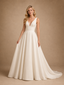 ChicSew Sexy V-Neck A-Line Sleeveless Satin Long Wedding Dresses Online