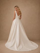 ChicSew Sexy V-Neck A-Line Sleeveless Satin Long Wedding Dresses Online
