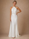 ChicSew Classy Halter Satin Sheath Floor-Length Wedding Dress With Open Back