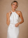 ChicSew Classy Halter Satin Sheath Floor-Length Wedding Dress With Open Back