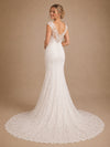 ChicSew Pretty V-Neck Lace Applique Mermaid Floor-Length Wedding Dress Online With Button
