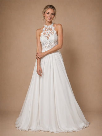 ChicSew Pretty Halter Lace Sleeveless Chiffon A-Line Floor-Length Wedding Dresses Online