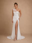 ChicSew Glamorous One Shoulder Mermaid Glittler Tulle Side Slit Maxi Long Wedding Dress