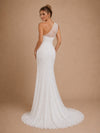 ChicSew Glamorous One Shoulder Mermaid Glittler Tulle Side Slit Maxi Long Wedding Dress