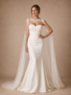 ChicSew Unique Sweetheart Sleeveless Crepe Mermaid Floor-Length Wedding Dress With Tulle Cape