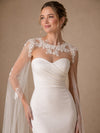 ChicSew Unique Sweetheart Sleeveless Crepe Mermaid Floor-Length Wedding Dress With Tulle Cape