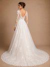 ChicSew Pretty Deep V-Neck Lace Tulle A-Line Long Sleeves Maxi Wedding Dresses