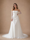 ChicSew Unique Strapless Crepe Mermaid Floor-Length Wedding Dress With Tulle Overskirt