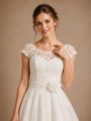 ChicSew Romantic A-Line Illusion Lace Tulle Cap Sleeves Midi Wedding Dresses