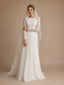 ChicSew Classy Lace Jewel Long Sleeves Chiffon Pleated A-Line Floor-Length Wedding Dress