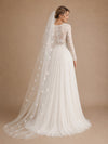 ChicSew Classy Lace Jewel Long Sleeves Chiffon Pleated A-Line Floor-Length Wedding Dress