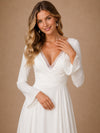 ChicSew Elegant V-Neck Long Sleeves A-Line Chiffon Floor-Length Wedding Dresses
