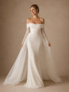 ChicSew Romantic Off The Shoulder Sleeveless Mermaid Long Wedding Dresses With Overskirt