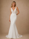 ChicSew Fancy V-Neck Spaghetti Straps Lace Crepe Mermaid Long Wedding Dresses