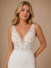 ChicSew Fancy V-Neck Spaghetti Straps Lace Crepe Mermaid Long Wedding Dresses